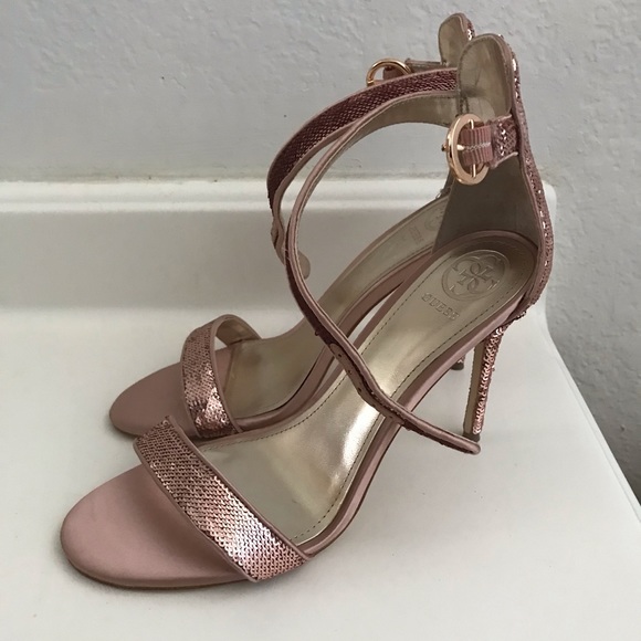 GUESS Sequin Ankle-Strap Pink Heels size 8 M - Picture 3 of 6